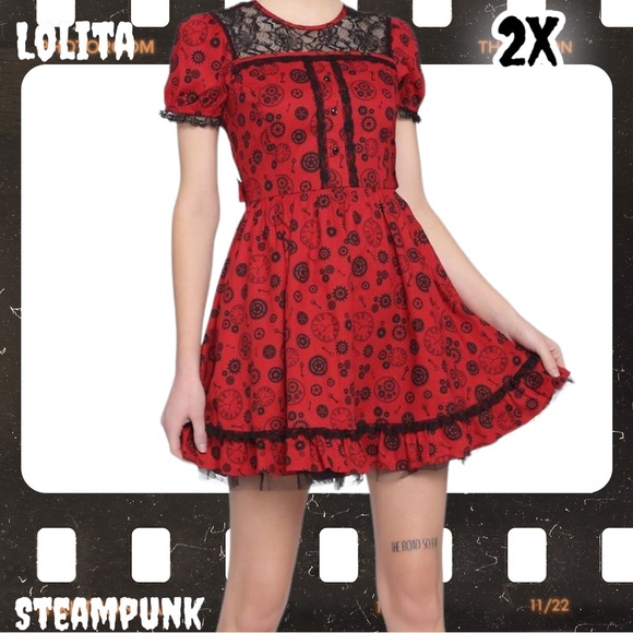 Hot Topic Steampunk Lolita Dress, 2X, Ruffle & Panel Lace Accents- NWT - Picture 6 of 6